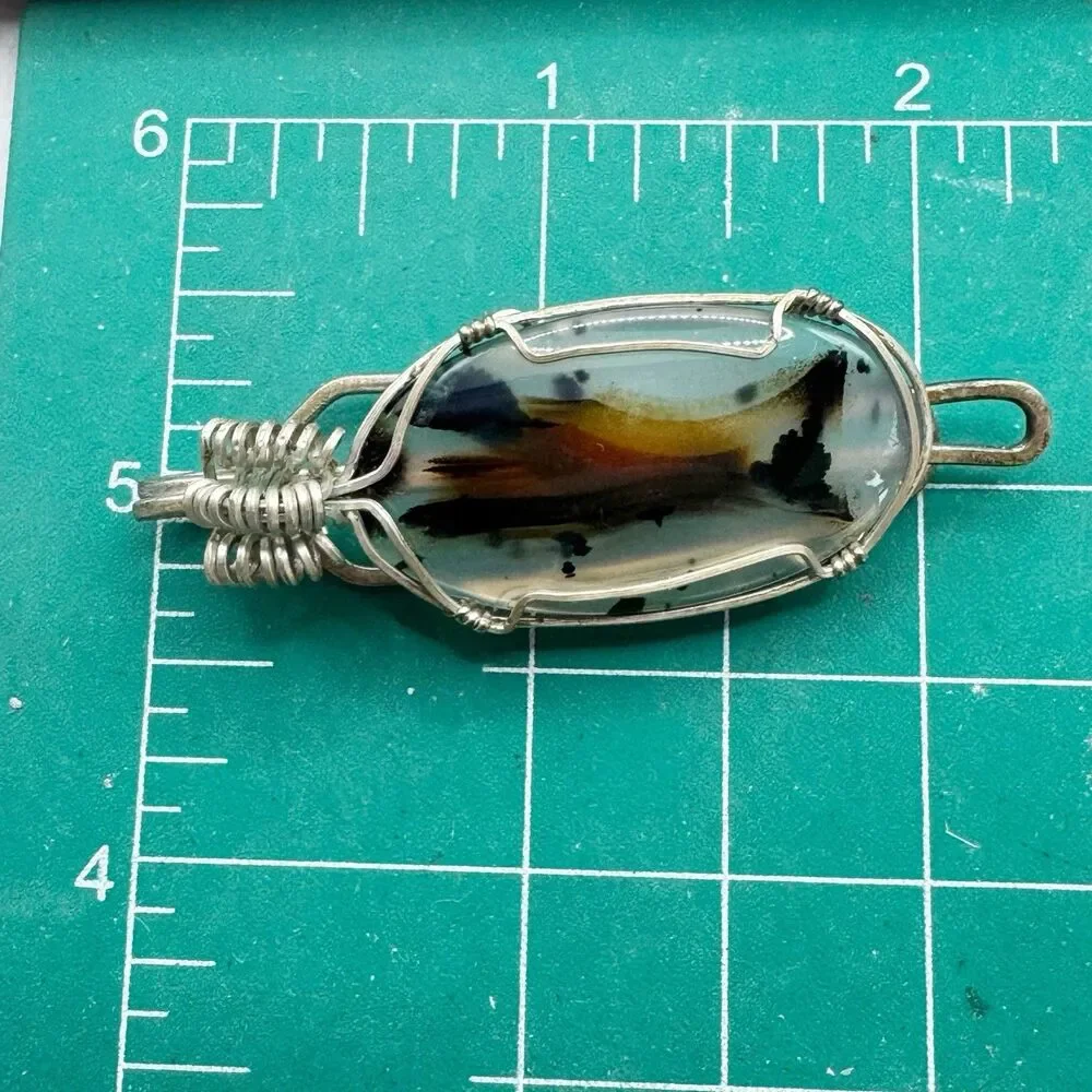 Vintage Montana Moss Agate Large Tie Clip